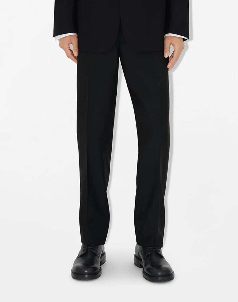 Burberry London Men's Black Flat Front Slim Dress Trousers